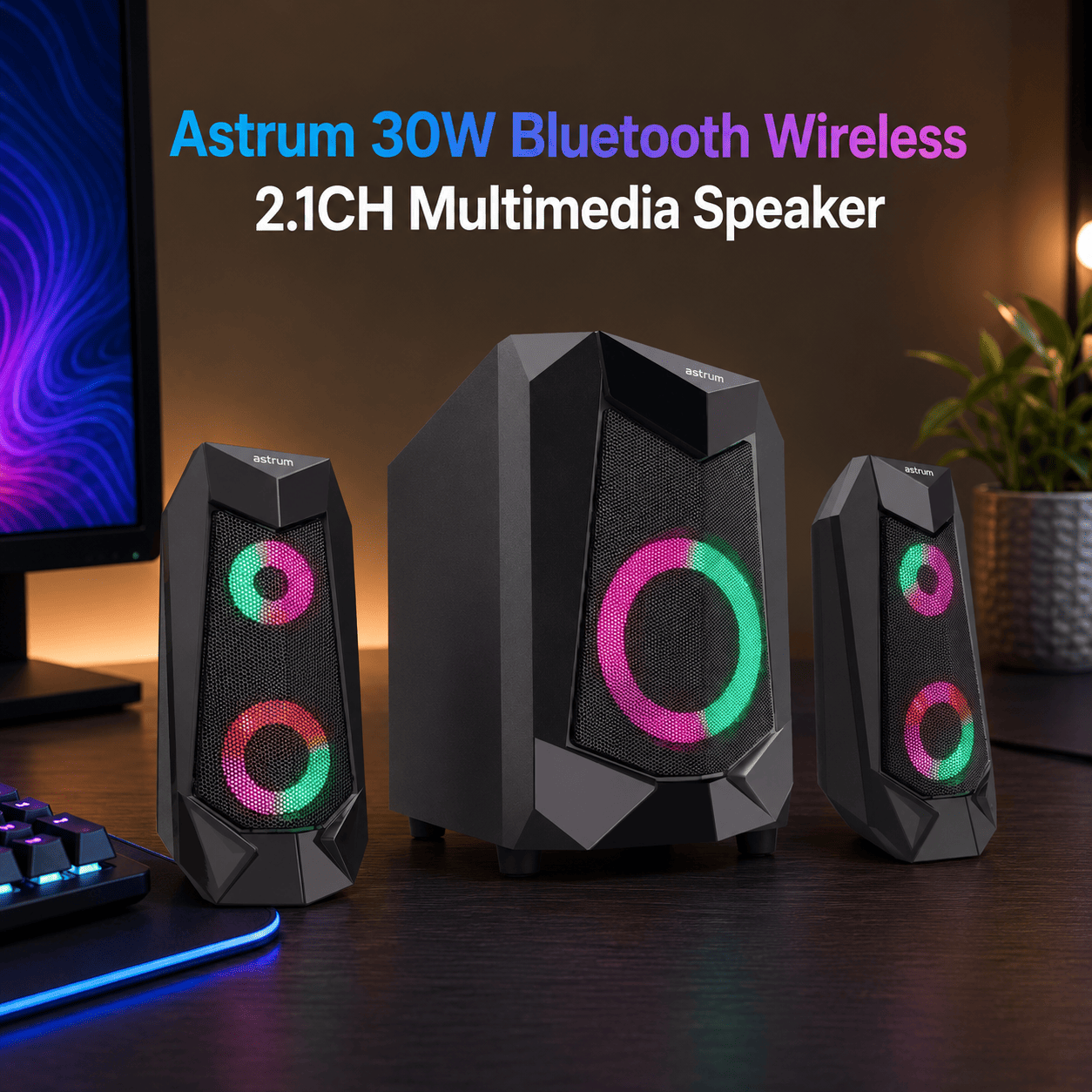 106A Astrum 30W Bluetooth Wireless 2.1CH Multimedia Speaker - Image 1