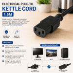 Electrical Plug to Kettle Cord - 1.5M - Image 2